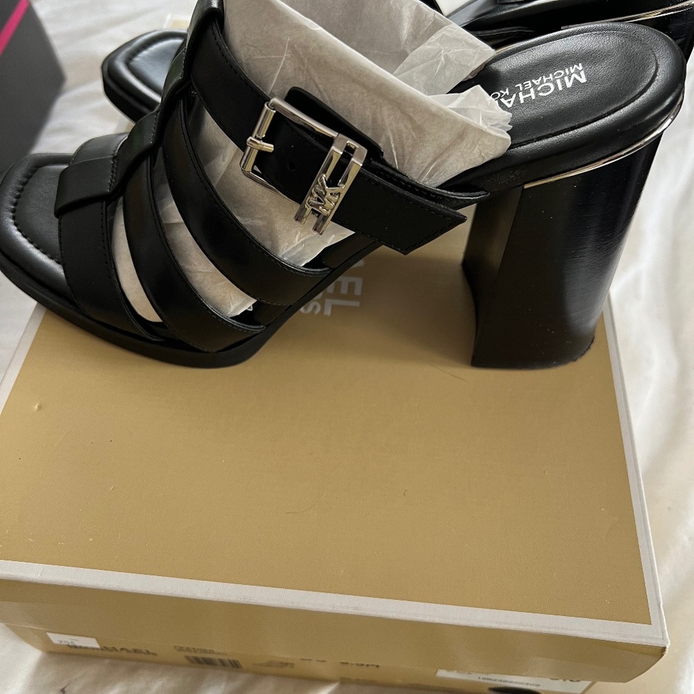 MK strappy black sandals